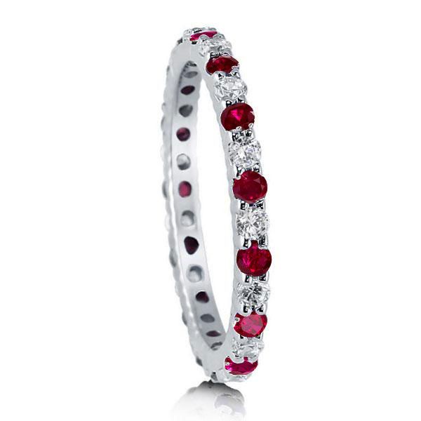 Italo White & Ruby Sapphire Eternity Wedding Band For Women Size 9 (U.S.)