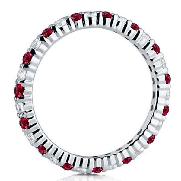 Italo White & Ruby Sapphire Eternity Wedding Band For Women Size 9 (U.S.)