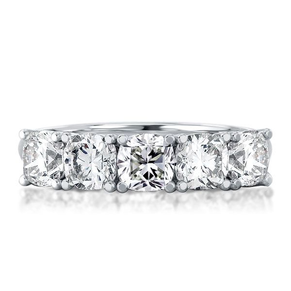 Italo Half Eternity Cushion Cut Wedding Band Size 6.25