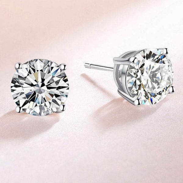 Italo Round Cut Silver Earrings Stud Earring For Women