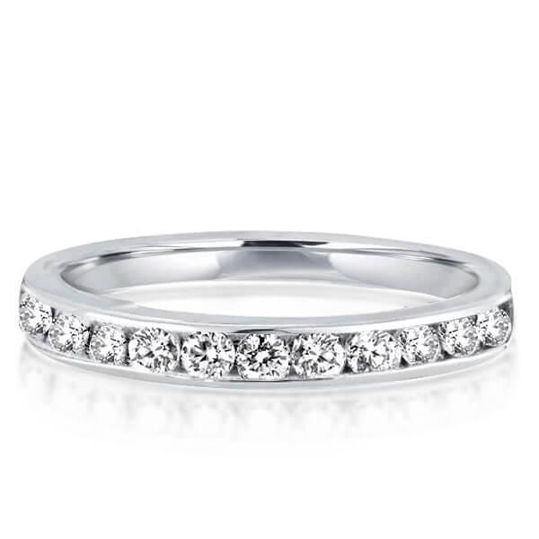 Italo Round Cut Channel Set Half Eternity Wedding Band For Women Size 7(U.S.)