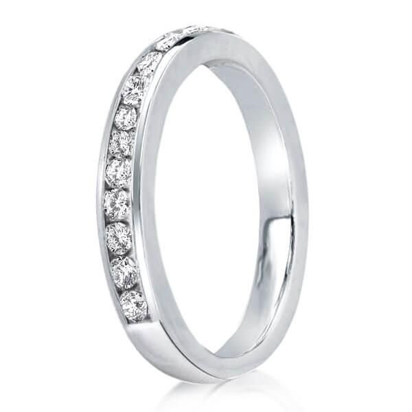 Italo Round Cut Channel Set Half Eternity Wedding Band For Women Size 7(U.S.)