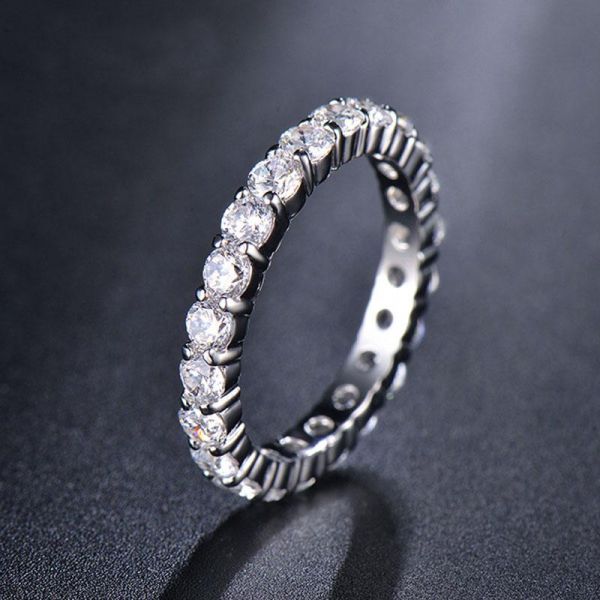 Italo Round Cut Eternity Wedding Band Ring Affordable Size 7(U.S.)