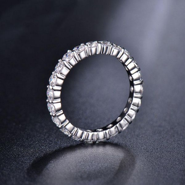 Italo Round Cut Eternity Wedding Band Ring Affordable Size 7(U.S.)