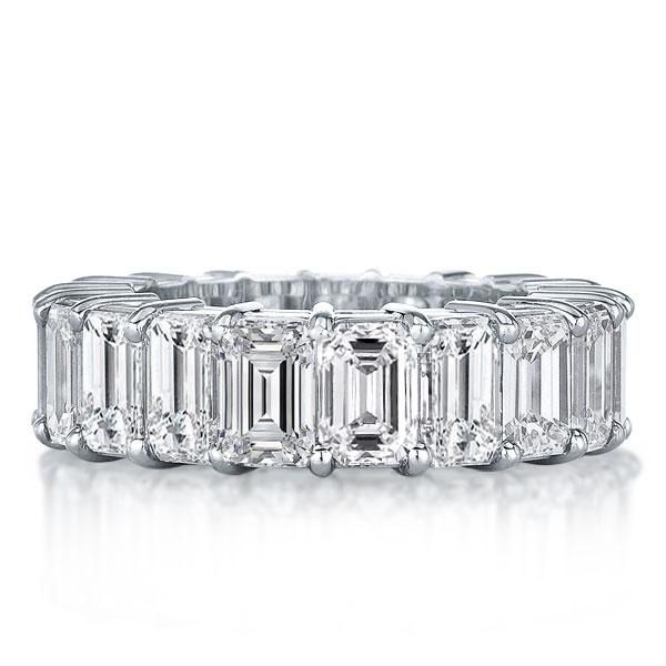 Italo Emerald Cut Eternity Wedding Band Ring Affordable Size 8(U.S.)