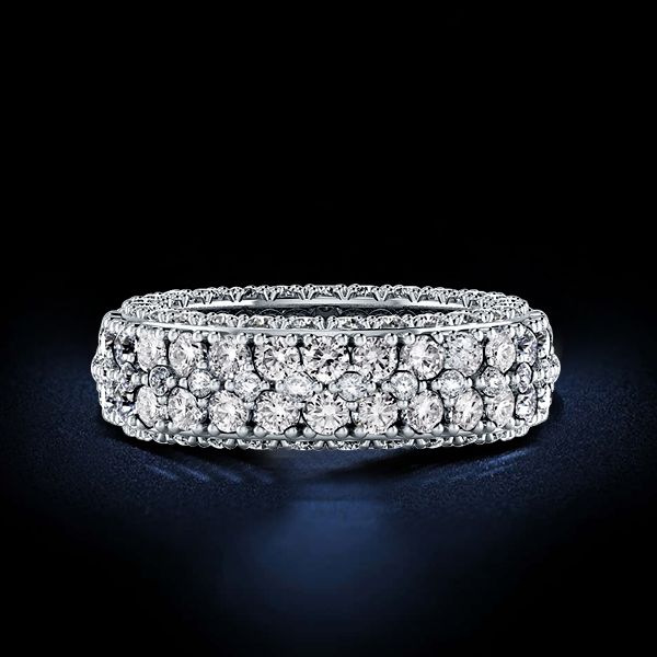 Italo Double Row Eternity Created White Sapphire Wedding Band Size 6(U.S.)