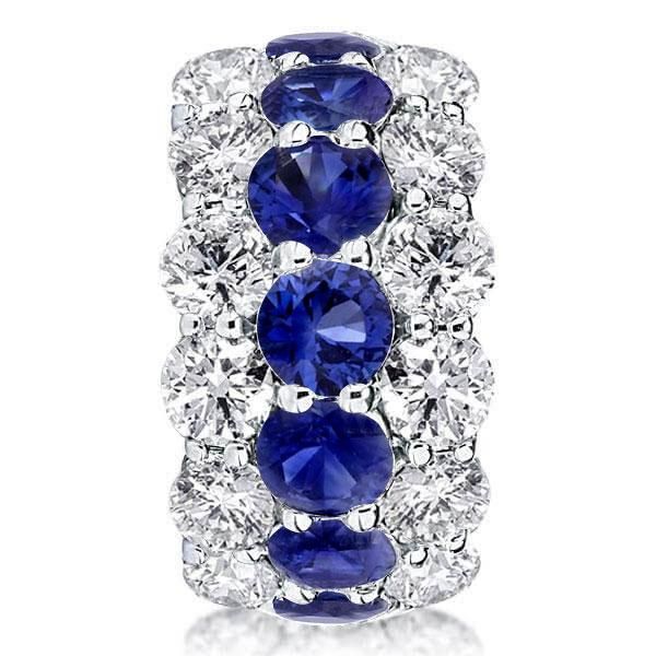 Italo Triple Row Eternity Round Created Sapphire Wedding Band 7(U.S.)