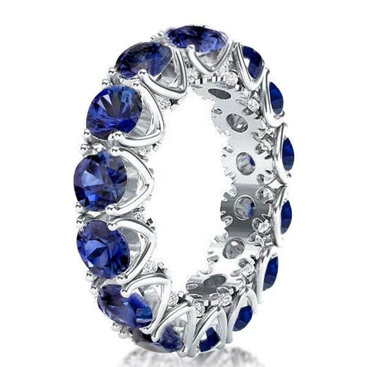 Italo Blue Sapphire Band Ring Eternity Wedding Band For Women Size 9¾(U.S.)