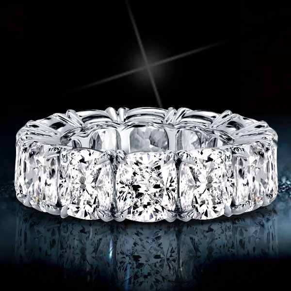 Italo Cushion Cut Eternity Band For Women In Sterling Silver Size 5(U.S.)