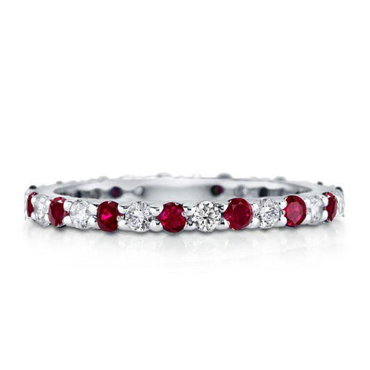 Italo White & Ruby Sapphire Eternity Wedding Band For Women Size 9 (U.S.)