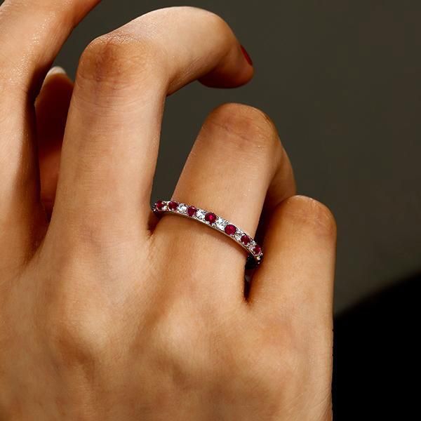 Italo White & Ruby Sapphire Eternity Wedding Band For Women Size 9 (U.S.)